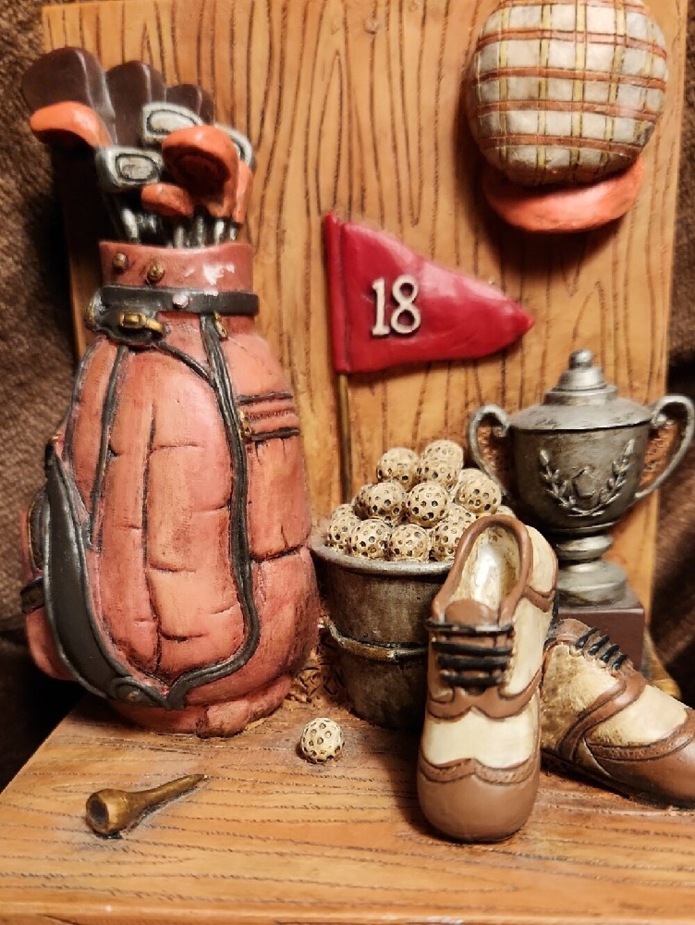 Golf Bag Decorative Bookends in Coral Pink - Home Accents